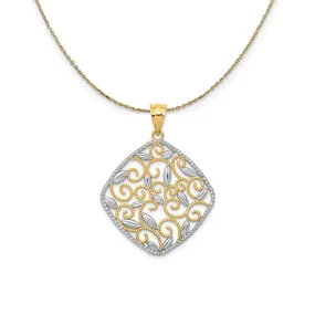 Gold & Rhodium Filigree Rhombus Necklace