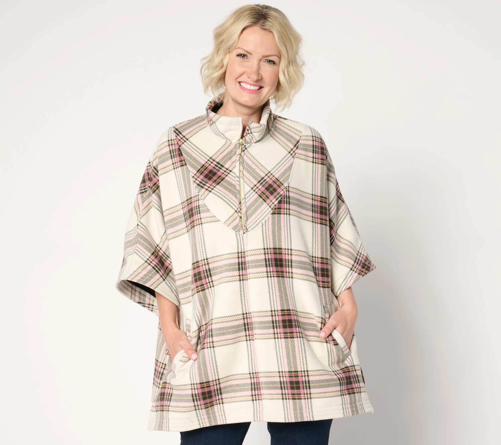 Weatherproof Plaid Fleece Poncho