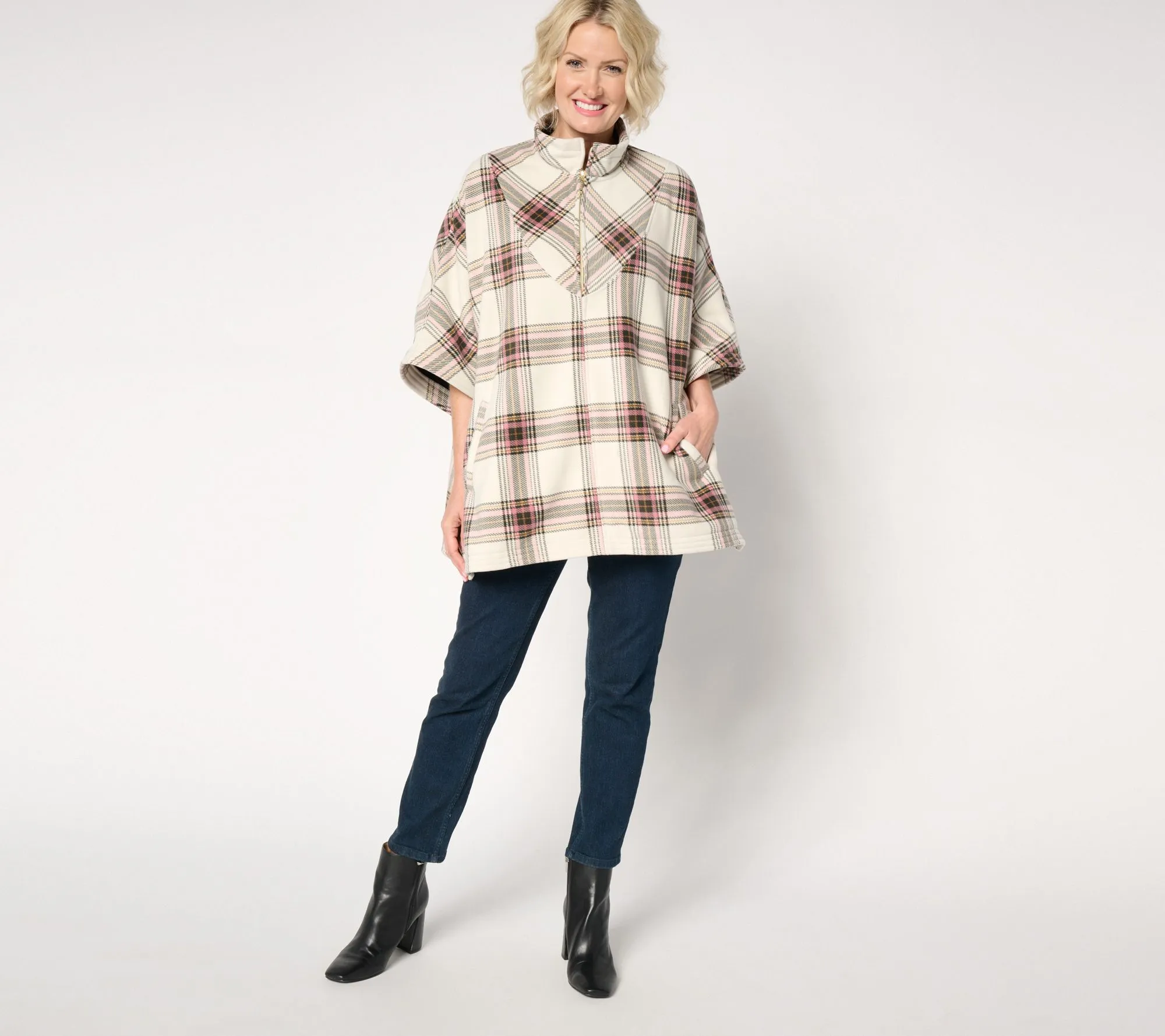 Weatherproof Plaid Fleece Poncho