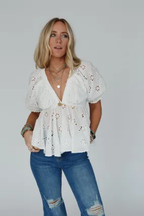 White Embroidered Top