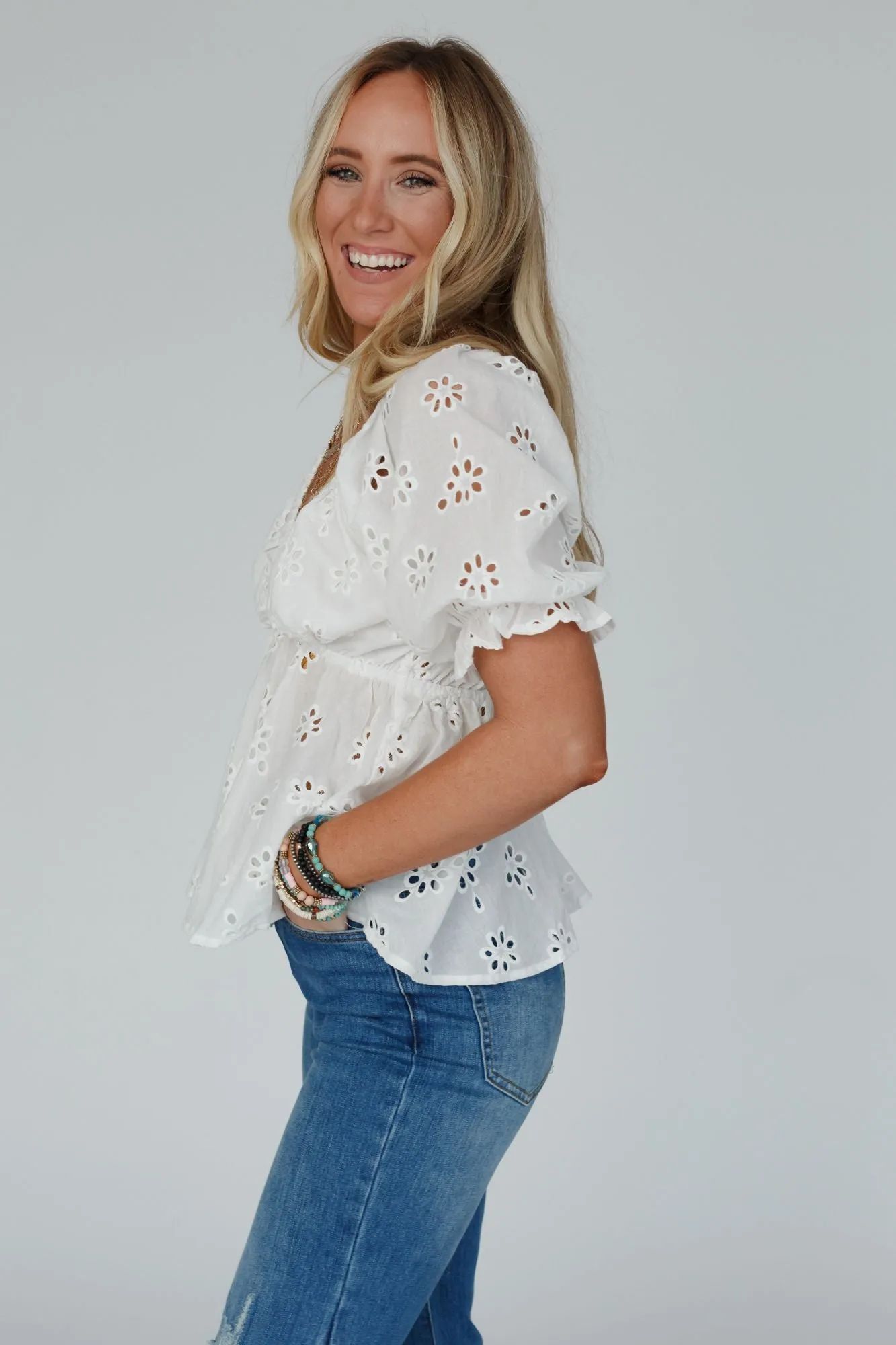 White Embroidered Top