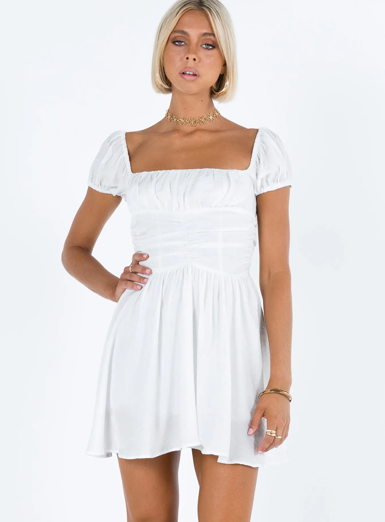 Petal White Mini Dress