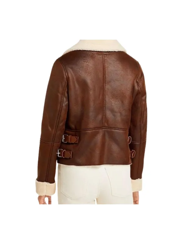 Brown Motorcycle Shearling Jacket