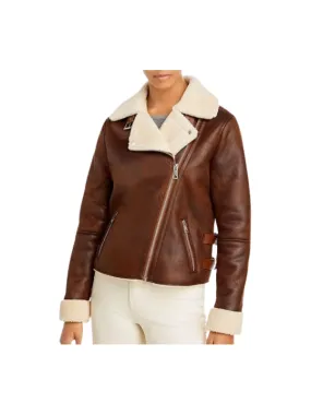 Brown Motorcycle Shearling Jacket