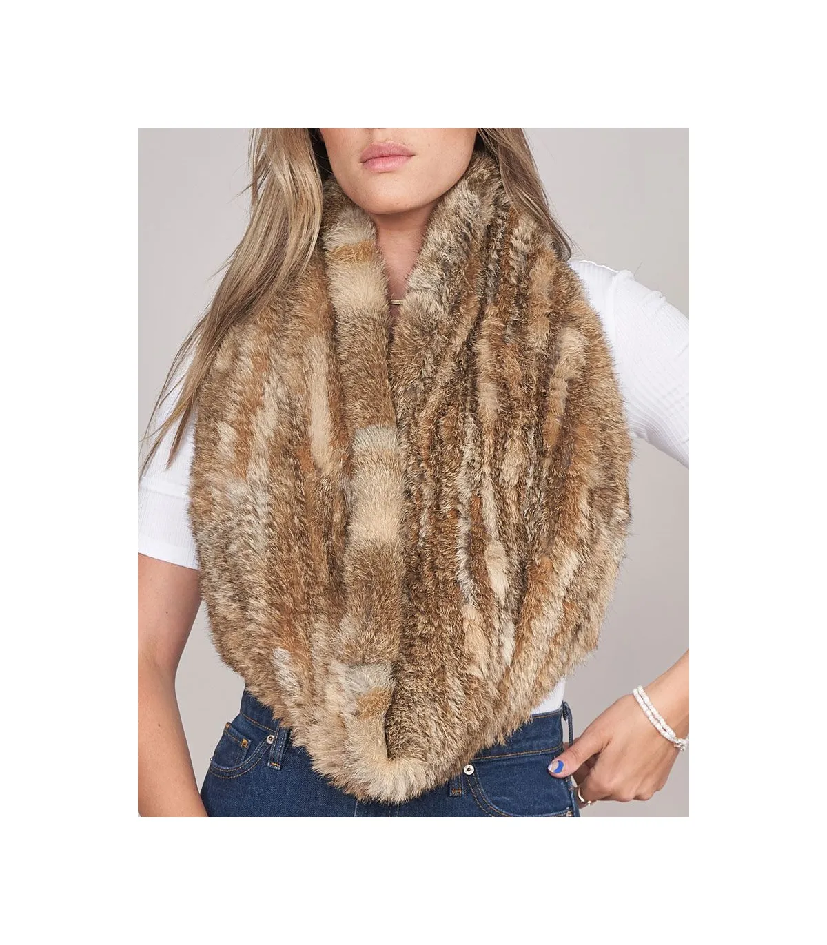 Women's Knitted Rabbit Fur Scarf