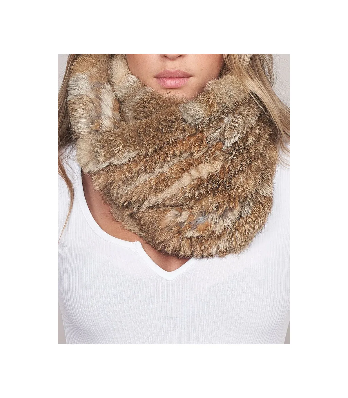 Women's Knitted Rabbit Fur Scarf