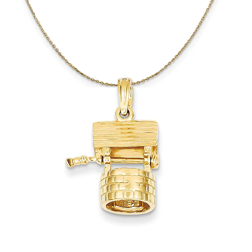 Yellow Gold Moveable Wishing Well Necklace