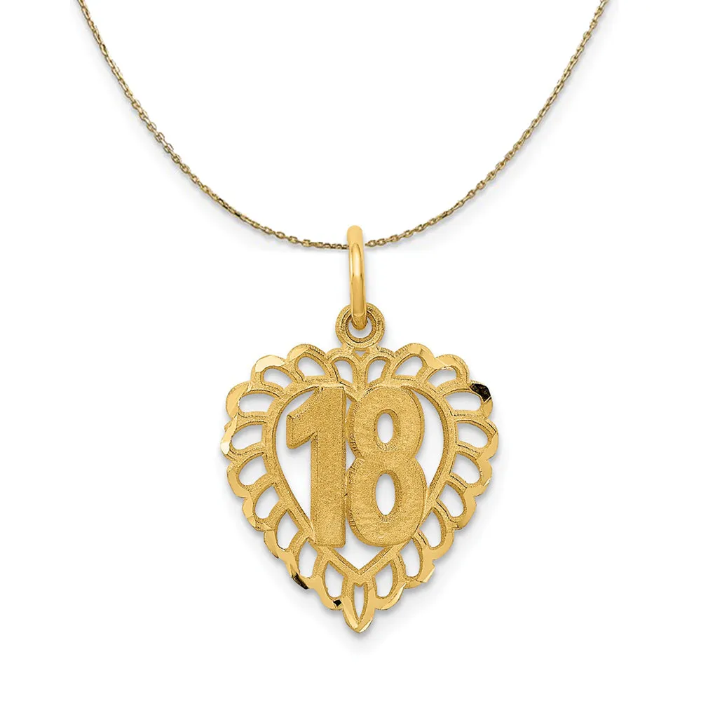 18 Fancy Heart Necklace - 14k Yellow Gold