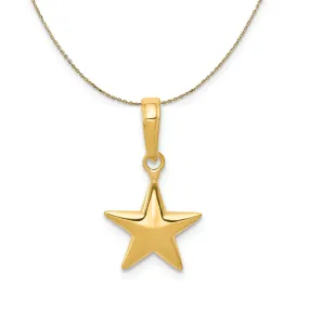 Yellow Gold 10mm Polished 3D Star Necklace