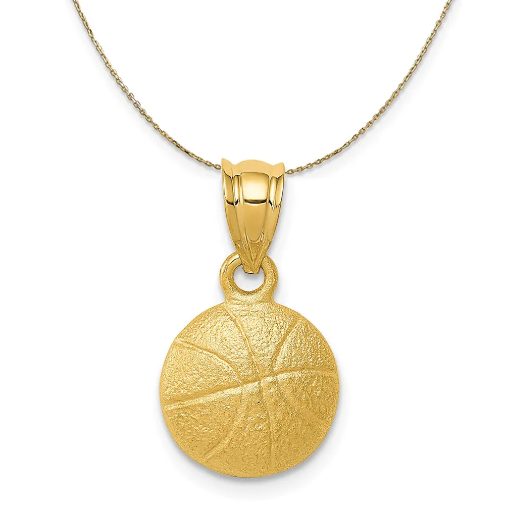 Yellow Gold Satin Basketball Necklace