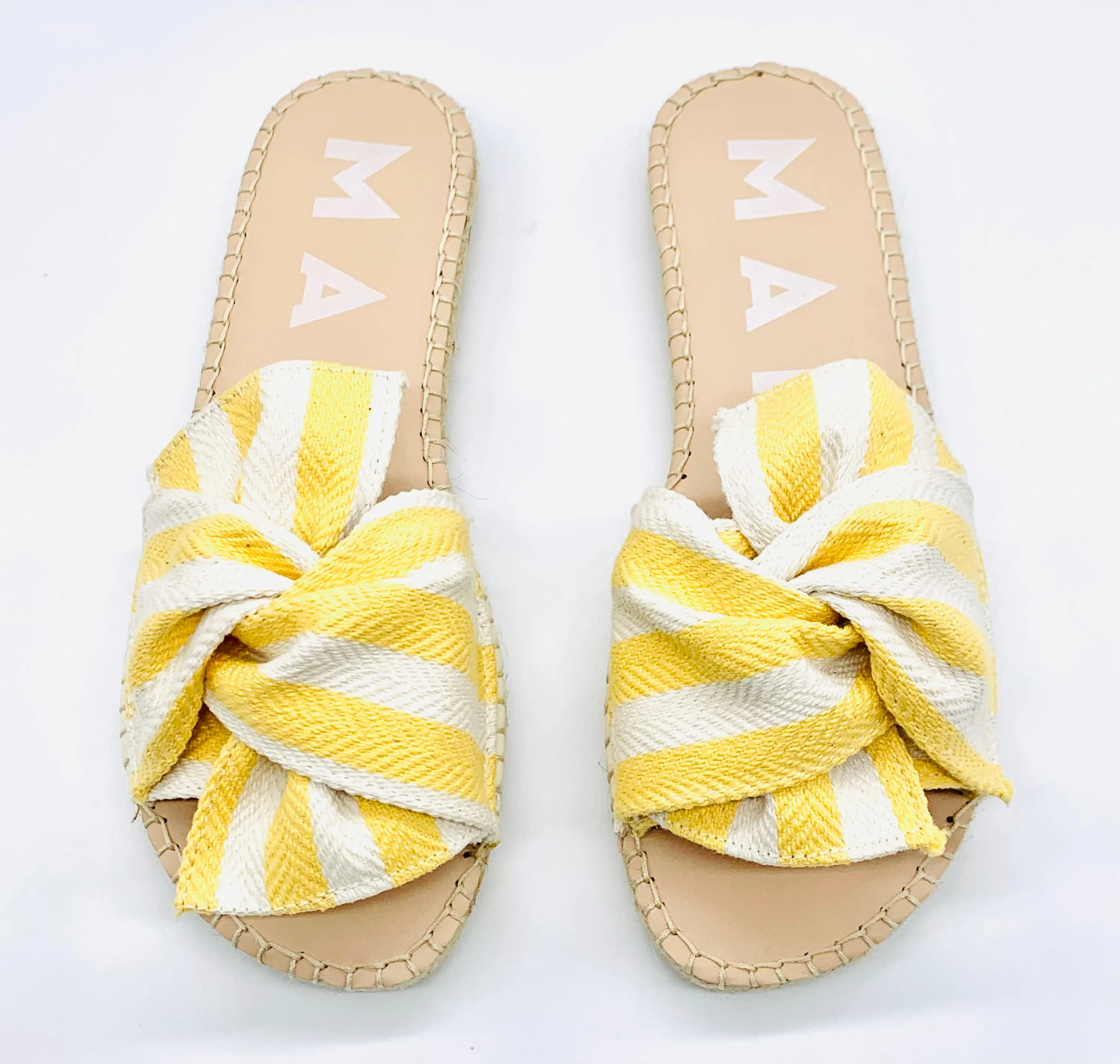 Yellow Stripe Twist Sandal by Manebi