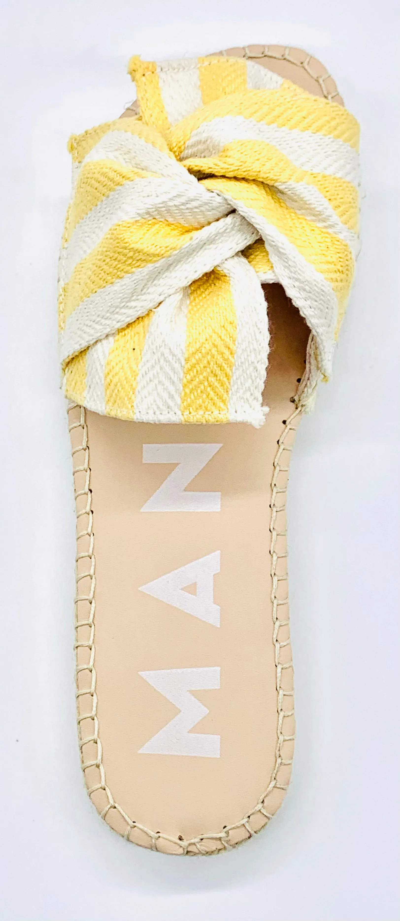 Yellow Stripe Twist Sandal by Manebi