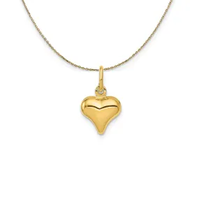 Yellow Gold Puffed Heart (8mm) Necklace