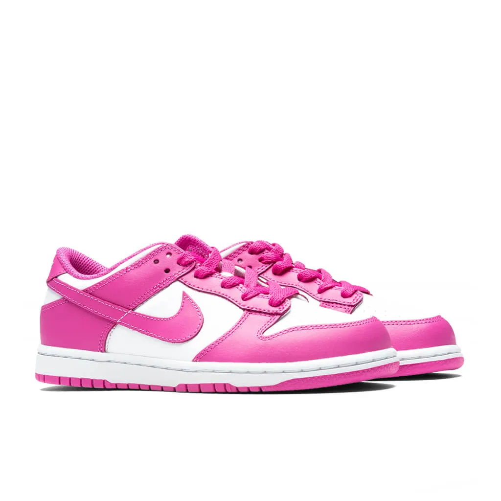 White/Active Fuchsia Dunk Low (GS)